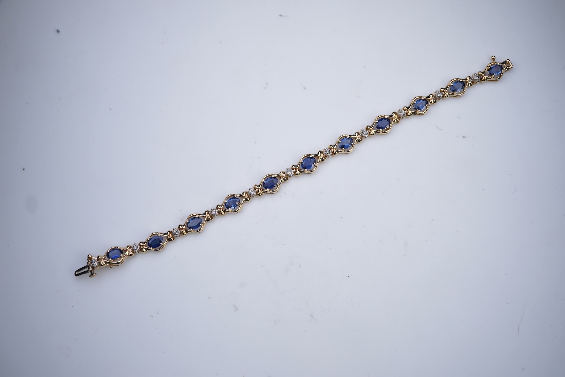 A sapphire and diamond bracelet